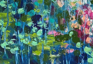Artworks in 150 Subjects Painting - pond floral garden decor scenery wall art nature landscape detail